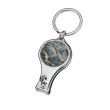 Nail Clippers and Toenail Clippers with Sharp Blades, Durable Metal, Travel Keychain, Dark Grey Marble