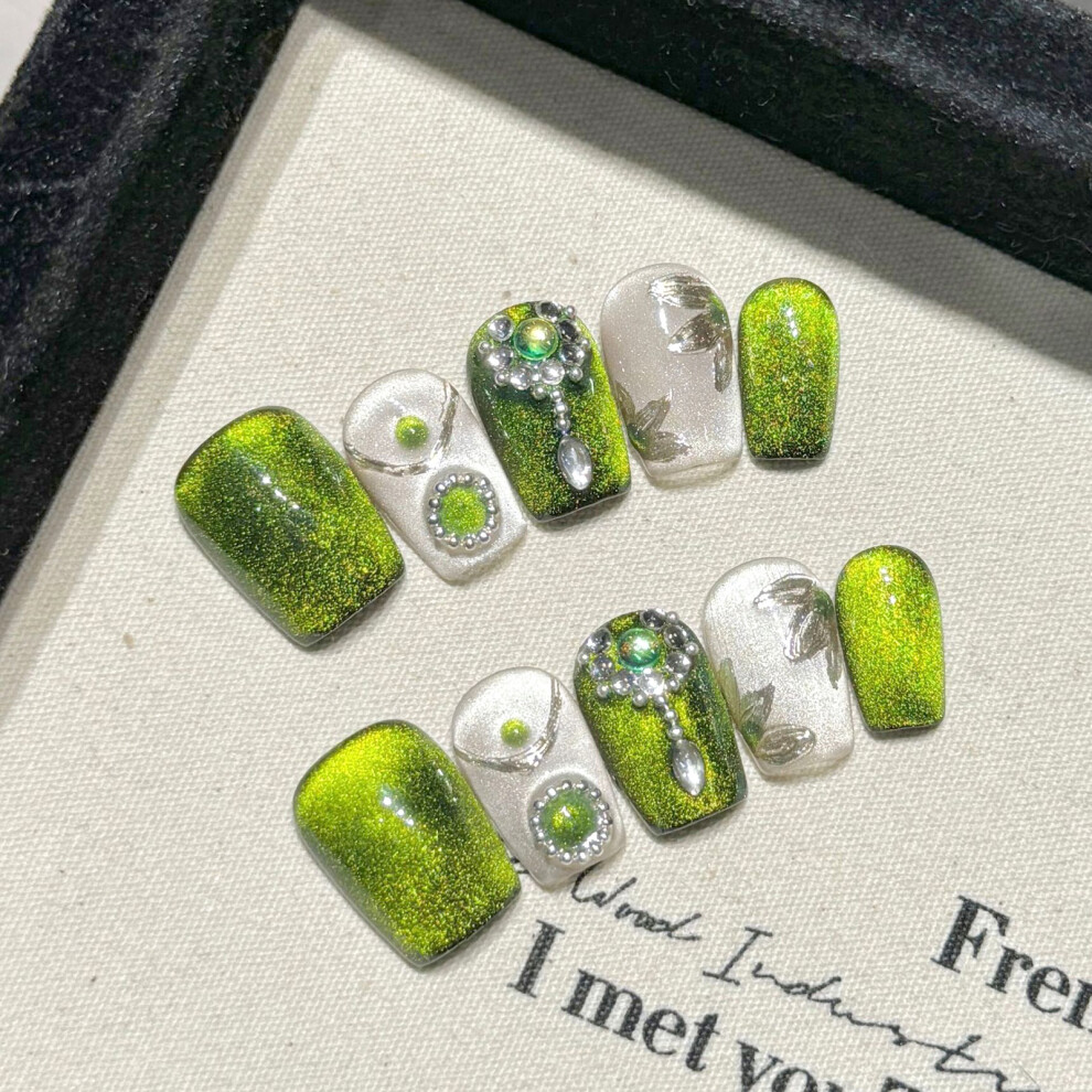 Creation-3C (2419) 3D Rhinestone Almond Press-On Nails Diy Salon