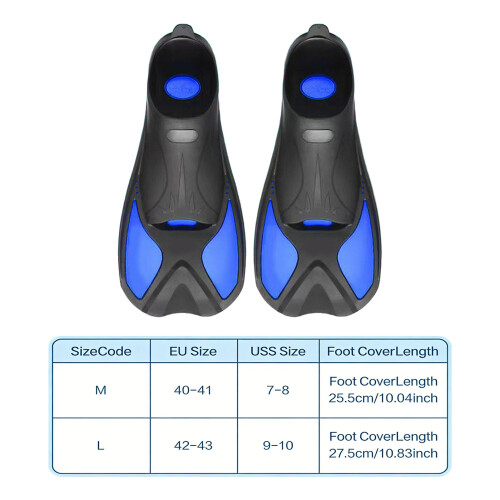 (Black+blue, L) Palmes de Plongée en Silicone Ajustables