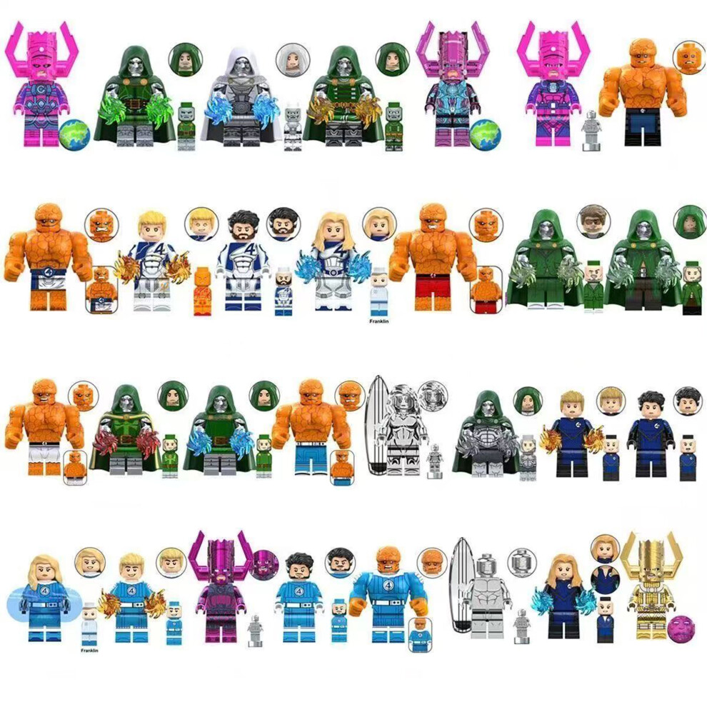 Bonxaif 30Pcs Fantastic Four Human Torch Galactus Mister Fantastic Minifigures Building Blocks Fit Lego Kid Toys