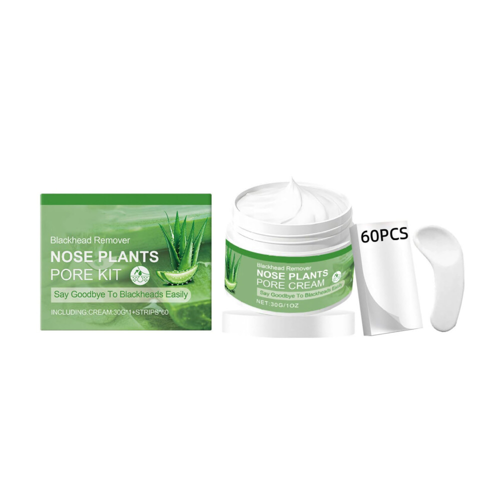 Cream Blackhead Remover With 60 Nose Mask Strips And Spoon Kit, Gentle Pore Cleansing For Oily Skin