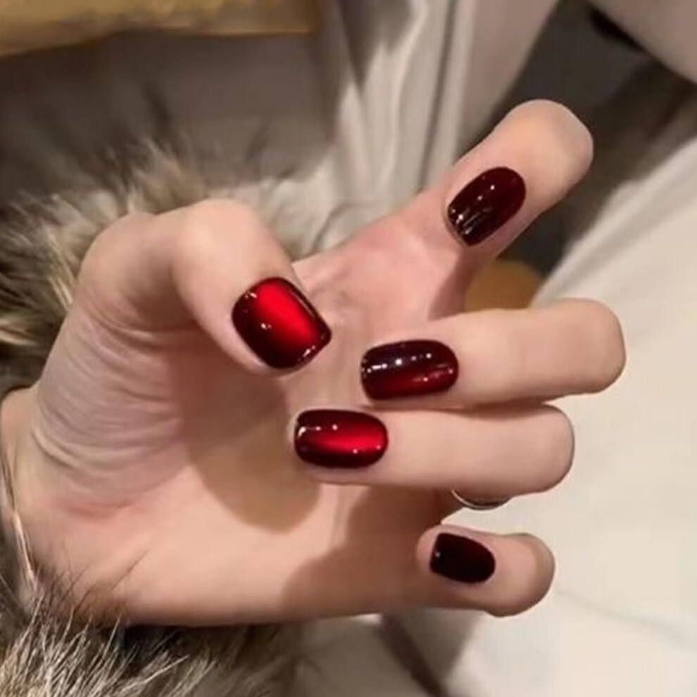 Red Dark Wine Cat Eye Gel Polish A009 With Magnetic Cat Eye Effect And Salon Gloss Finish