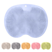 Shower Foot Scrubber and Back Scrubber for Shower, Wall Mounted Non Slip Silicone Pad with Quick Dry Bristles (Blue)