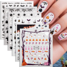 Halloween Nail Stickers for Women 6 Sheets SelfAdhesive Nail Art Decals with Ghost Pumpkin Designs