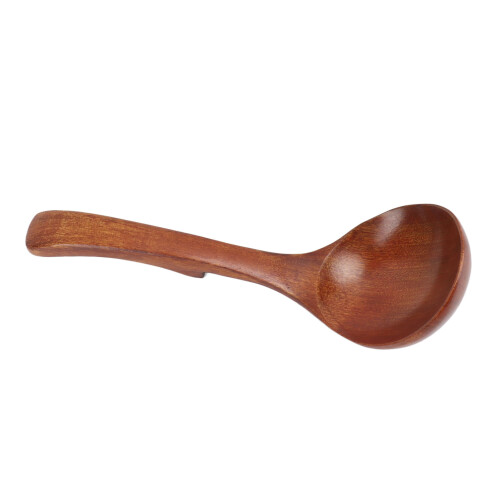 Colher de sopa grande de madeira com cabo grosso
