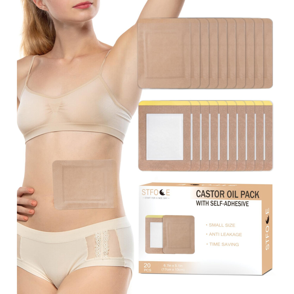 20pcs Disposable Castor Oil Pack Wrap Organic Cotton Leakproof for Liver Belly Overnight Use