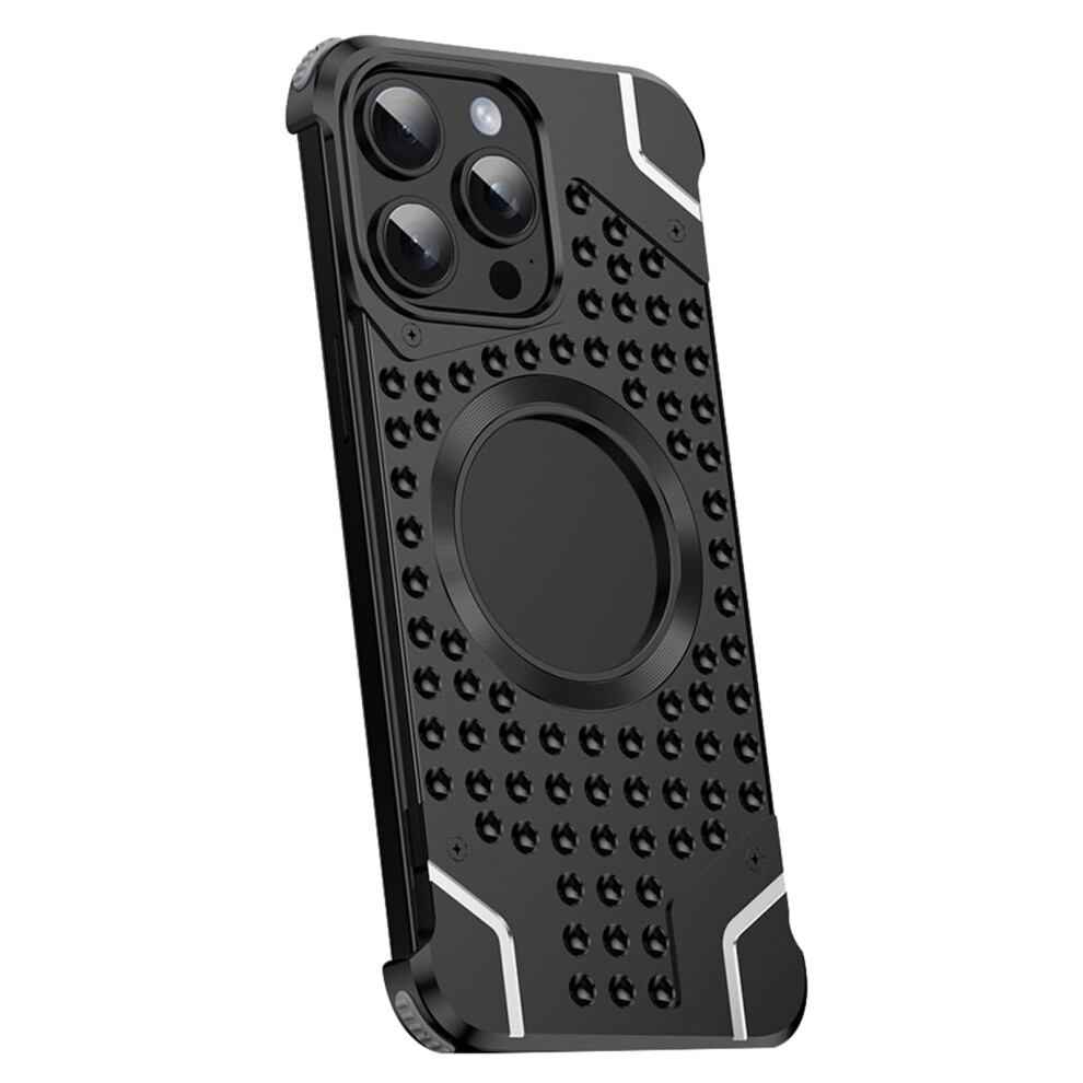 Magnetic Aluminum Alloy Case For Iphone 16 Pro Max, Slim Frameless Cooling Phone Cover Black 9073542640967