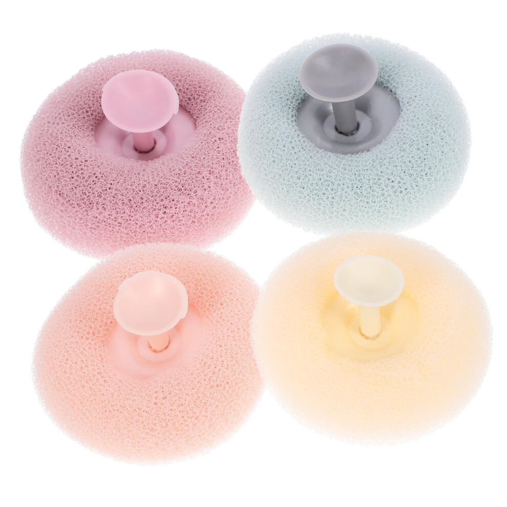 4Pcs Exfoliating Bath Shower Balls with Suction Cups, Body Scrubber Exfoliator for Adults and Family Use
