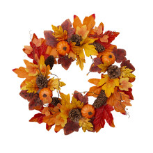 Autumn Wreath with Pumpkins Maple Leaves Pine Cones45cm