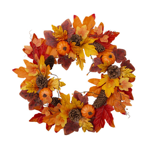 Autumn Wreath with Pumpkins Maple Leaves Pine Cones45cm