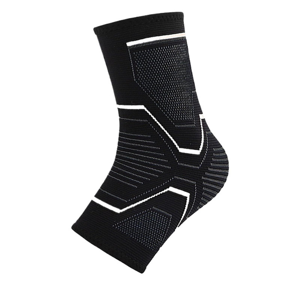 Black Ankle Brace And Compression Foot Sleeve For Sprained Ankle Support, Pain Relief, Medium