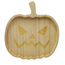 Halloween-Kürbis-Holzdekorplatte 19 x 18 cm