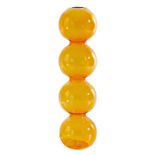 Vaso de vidro com quatro bolas, 23x6cm, ideal para mesas de quarto, peitoris de janelas e prateleiras. Possui boca lisa e é feito de material