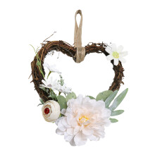 Heart-Shaped Flower Wreath22x20cm Silk & Rattan