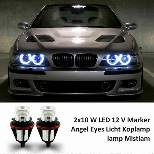 ζεύγος λαμπτήρων Halo με λευκή ένδειξη LED Angel Eye 8000K συμβατοί με BMW E39 E53 E60 E63 E64 E66 1