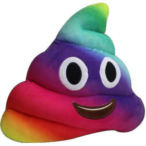 Μαξιλάρι σε σχήμα ουράνιου τόξου με smiley poo - ροζ κίτρινο στρογγυλό βελούδιν 2