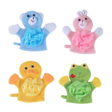 4Pcs Soft Exfoliating Bath Gloves for Gentle Skin Cleansing and Rich Lather, Travel Friendly