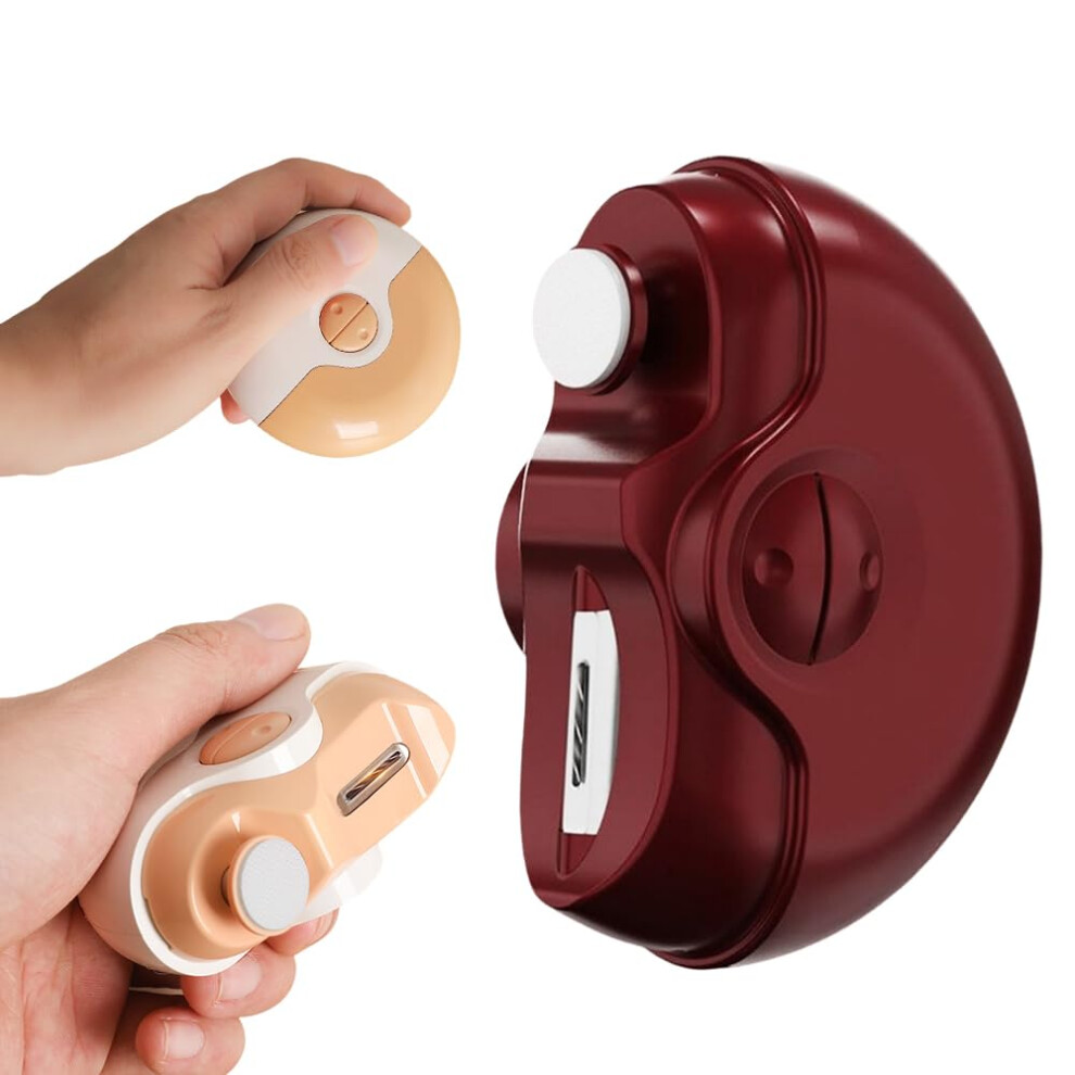 Red Electric Nail Clipper For Seniors, 2 In 1 Rechargeable Nail Trimmer And Filer With Adjustable Speeds,