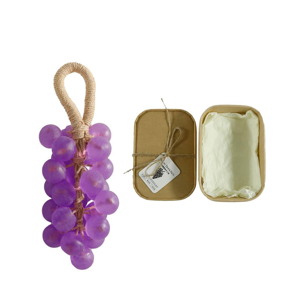 Handmade Glycerin Crystal Grape Soap Bar with Realistic Cluster, Moisturizing and Decorative Gift