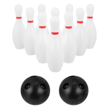 (15X14.5CM, White, red, black) Mini Bowling Toy Set – Plastic Kids Bowling Game with Pins & Ball
