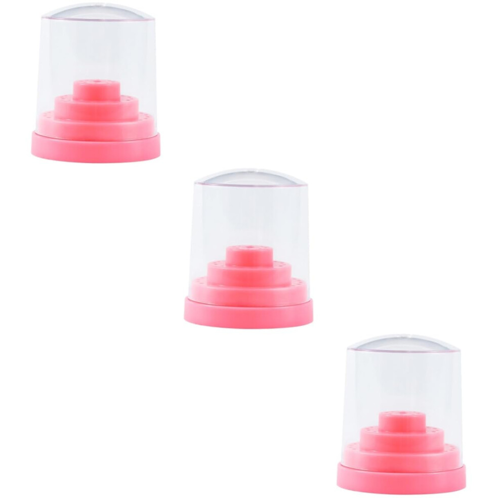 Pink 48Hole Nail Drill Bit Holder Storage Box For Manicure Bits, Dustproof Organizer For Professional And Home Use