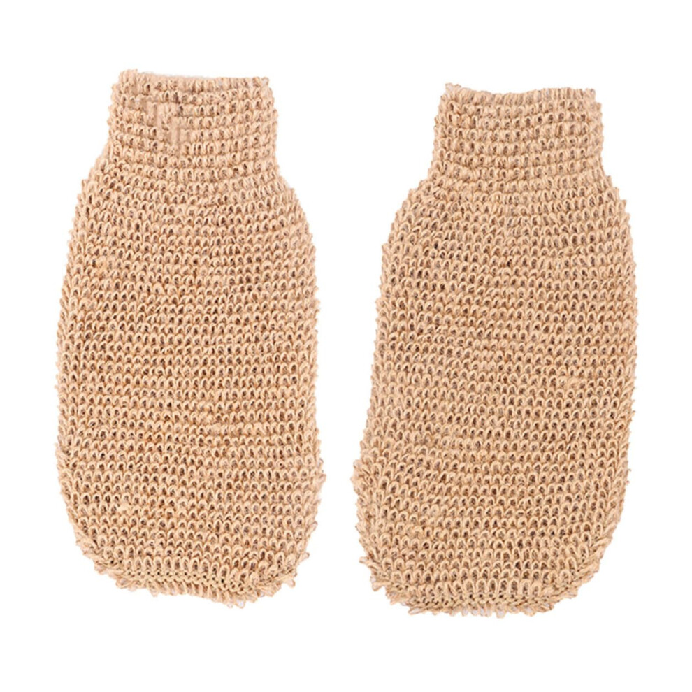 Exfoliating Bath Gloves 2pcs Natural Jute Mitts Deep Body Cleansing Elastic Fit for Spa