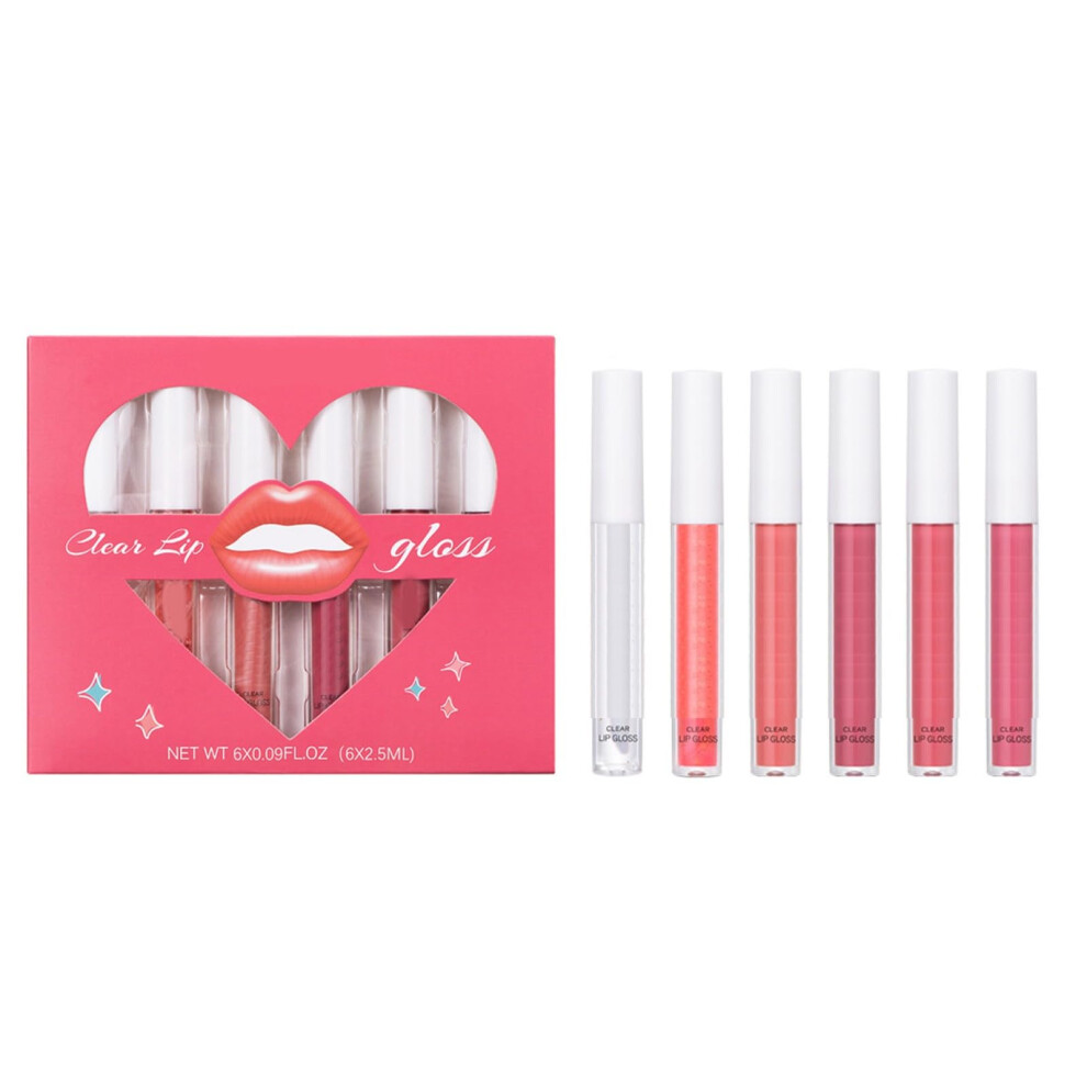 Clear Long Lasting Non Sticky Lip Gloss Set 6Pcs, Hydrating Plumping Lip Gloss For Smooth Shine