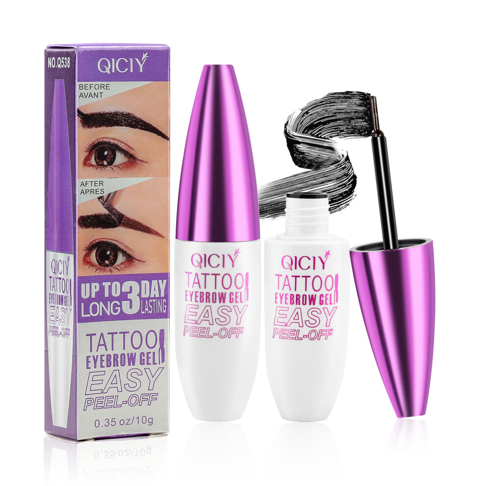 Waterproof Peel Off Eyebrow Tattoo Gel Black with Microblading Effect and Long Lasting Smudge Proof Finish