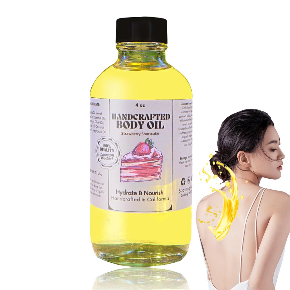 Cream Coconut Pie And Vanilla Strawberry Moisturizing Body Oil, Handcrafted For Deep Hydration And Longlasting Fragrance