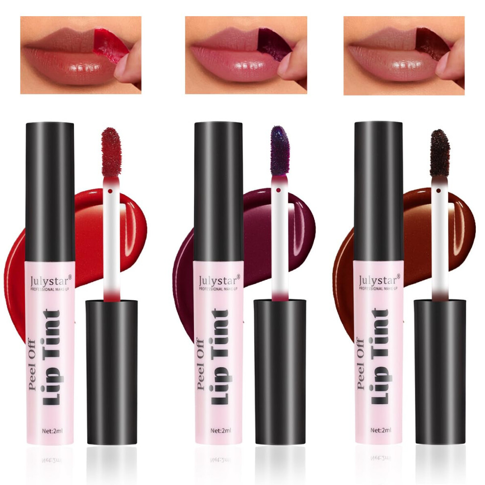 Peel Off Lip Stain Set for Women, Long Lasting Waterproof Lip Tint with Matte Nude Finish, Nonstick Cup