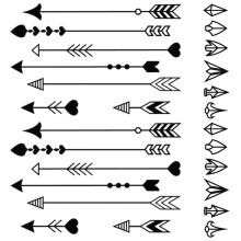 Small Geometric Temporary Tattoos Waterproof Black Heart Arrow Fake Body Art Skin Decals Set of 2
