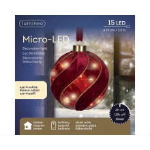 Red Micro LED Ball Light Hanging Battery Bauble 10cm