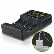 Lii-600 Charger for 18650/21700/26650/AA/AAA/Ni-MH/Li-Ion, LCD Display, Fast Charging, 4-Slot Independent EU Plug