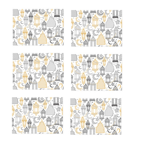 6Pcs Eid Mubarak Wrapping Paper 70x50cm Large Wrapping-type D
