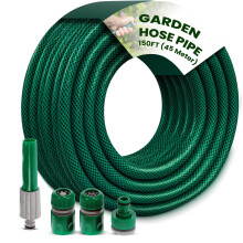 45M (150FT) Reinforced Flexible Pressure Washer PVC Hose Pipe Watering Spray Gardening Gun Hosepipe Reel Plants