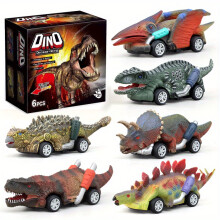 Ensemble de voiture jouet pivotant dinosaure interactif 6 pièces, ensemble de jeu de véhicule manuel en plastique ABS