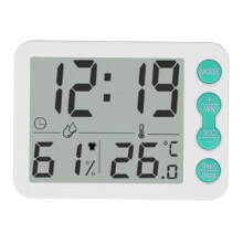 Digitale thermometer-hygrometer met wekker, wit