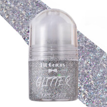 Body Glitter Roll On Gel with Chunky and Fine Glitter for Festival Hair Face and Body Silver 25ml