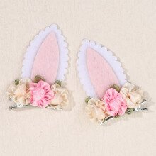(Cute) Pinces à cheveux adorables oreilles de lapin pour filles, 2 pièces, Mini épingles à cheveux en feutre avec motifs