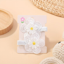 (2) 2 pinzas para el pelo de margaritas adorables para niñas, accesorios de flequillo hechos a mano de tela fresca y bonita