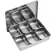 Stainless Steel Seasoning Container with 6 Removable Compartments