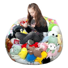 Clear Stuffed Animal Storage Bean Bag Chair Cover for Kids, Extra Large Waterparoof Beanbag Chair Cover with Zipper