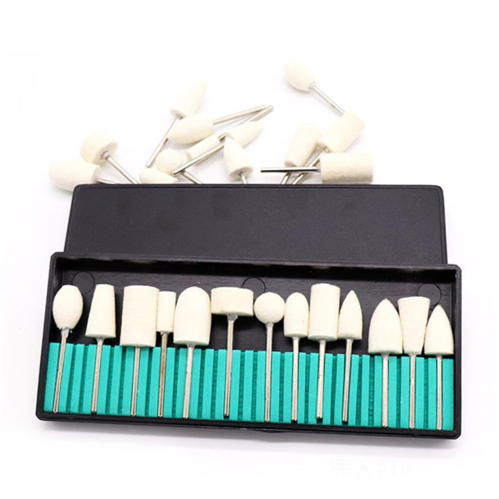 Beige Nail Drill Bits Set With Wool Polishing Heads For Gentle Manicure And Precision Cuticle Smoothing
