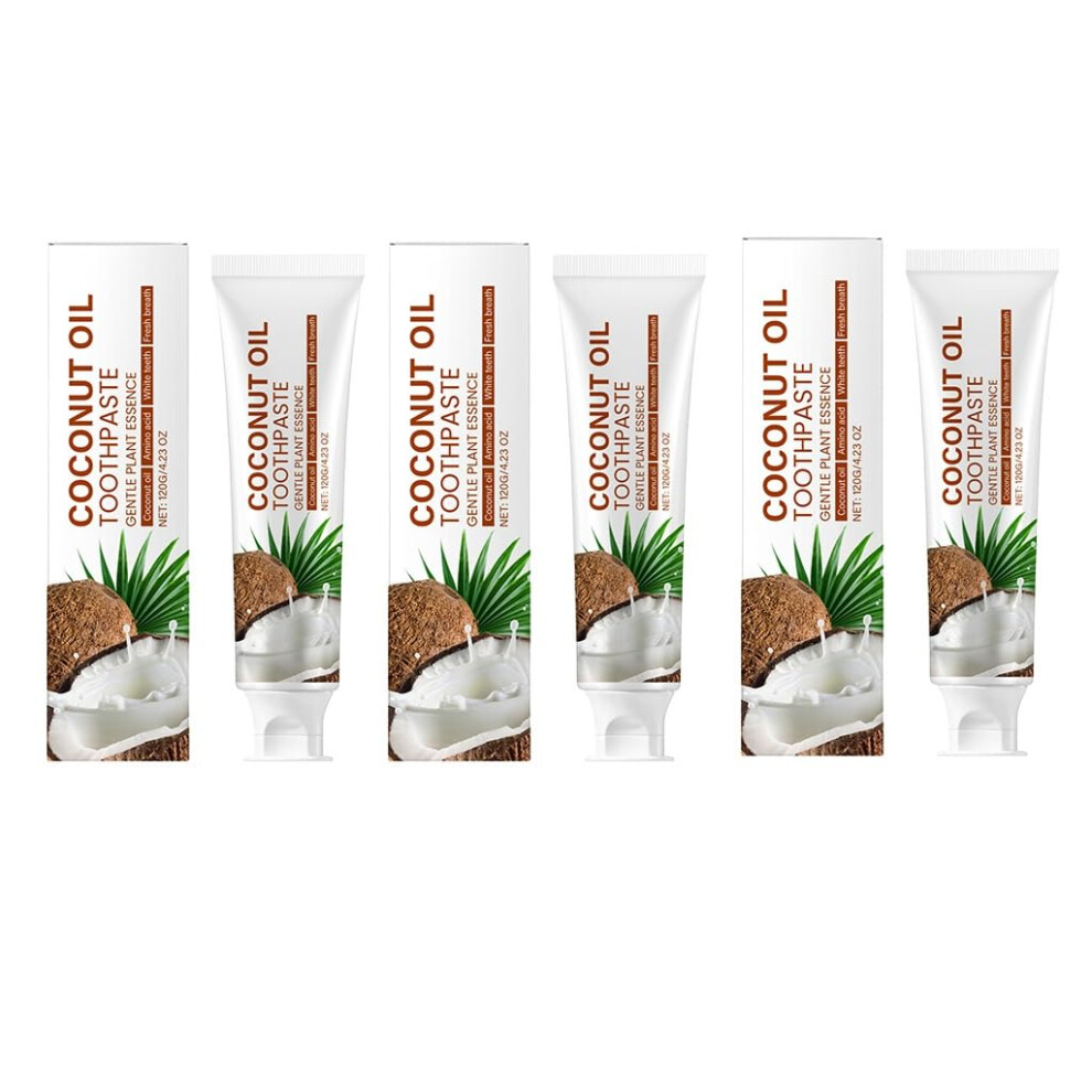 Coconut Oil Whitening Toothpaste 3PCS Set for Stain Removal, Fresh Breath and Gum Enamel Care