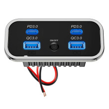 4 Car Charger Dual USB & Dual Type-C PD QC3.0 Port Power Outlet Panel with Touch for 12V/24V Car Truck Boat