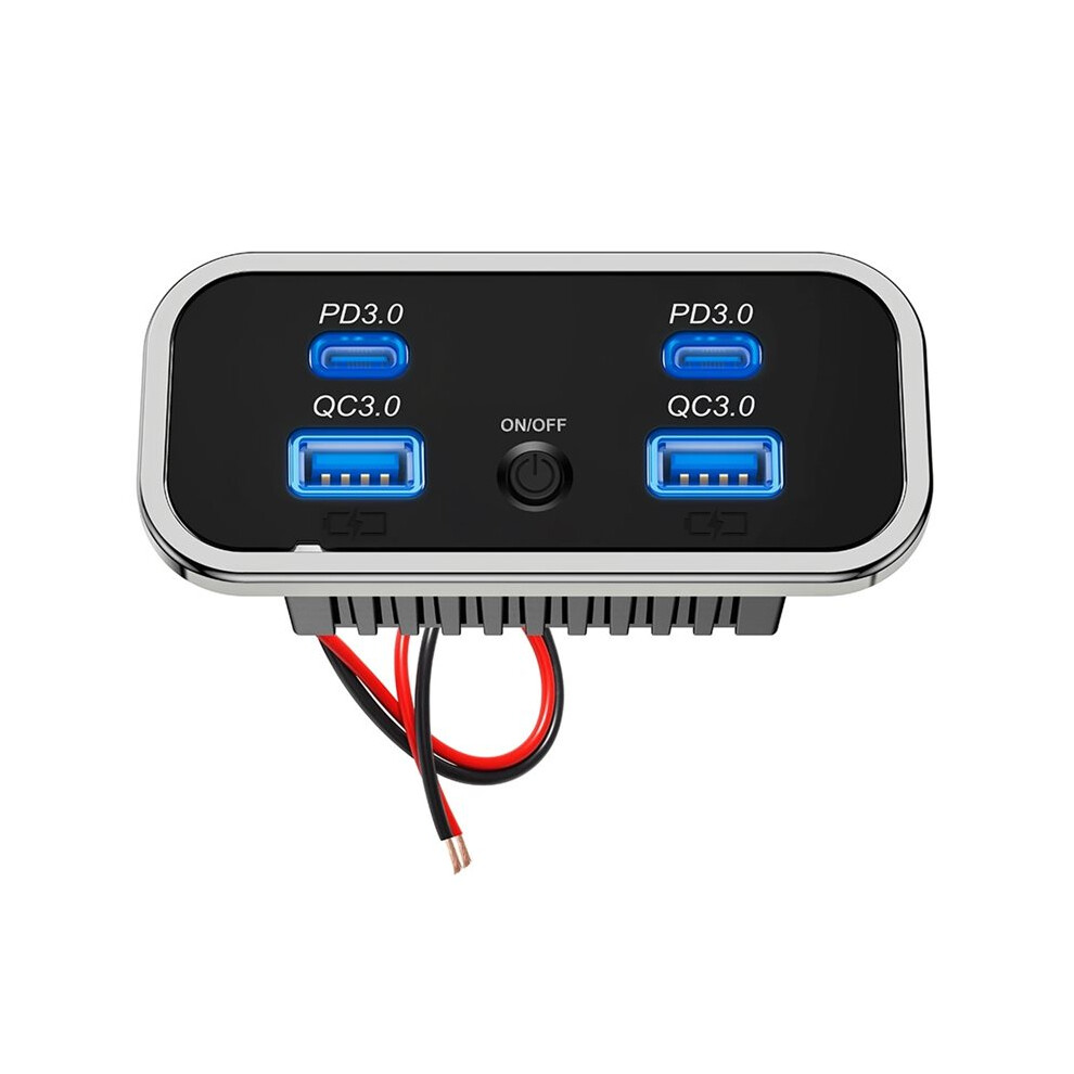 4 Car Charger Dual Usb & Dual Type-C Pd Qc3.0 Port Power Outlet Panel With Touch For 12V/24V Car Truck Boat 6033546738834