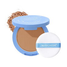 ICE LOVE Face Powder Compact, Oil Control Matte Finish Long Lasting Velvet Brightening Pressed Powder Cappuccino