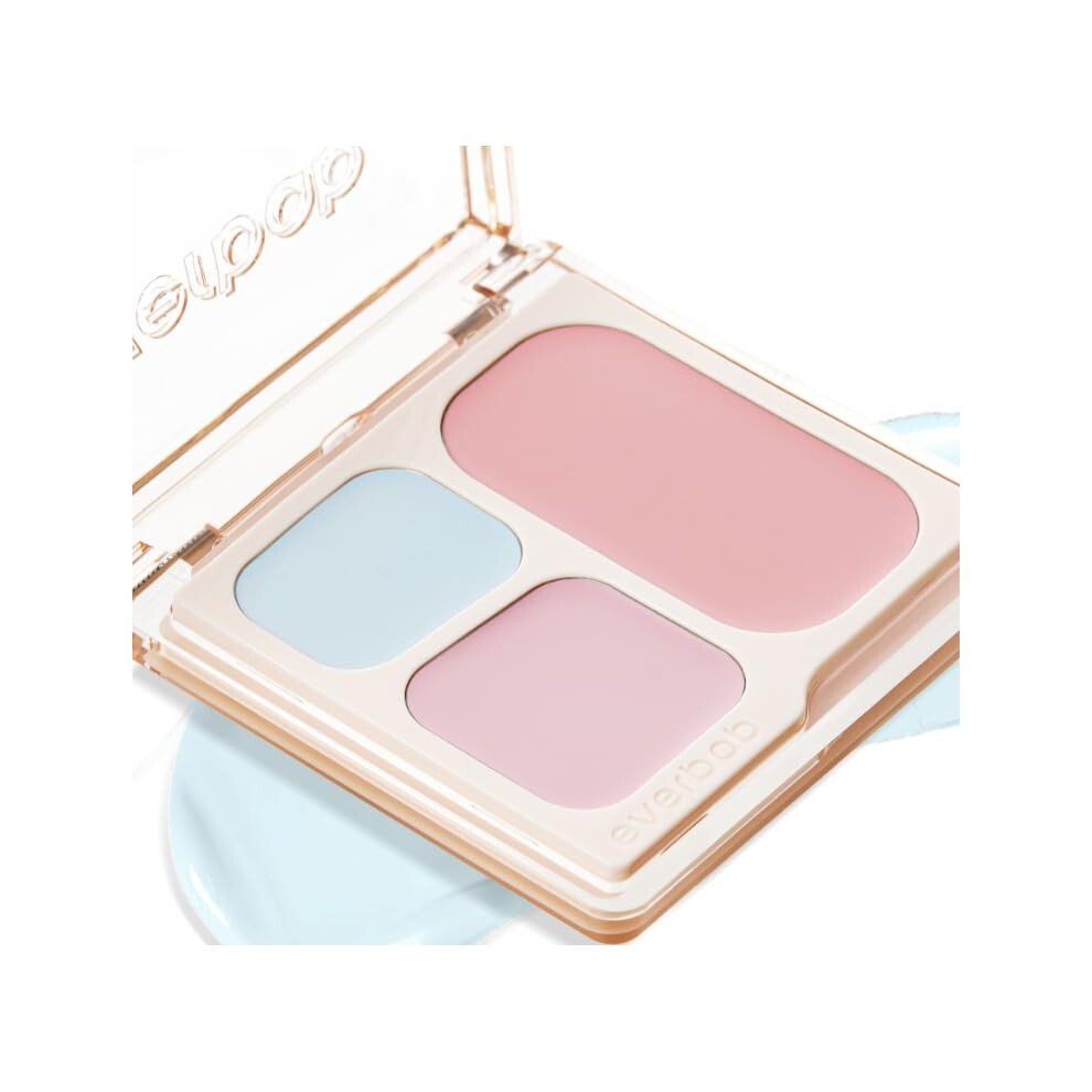 3 Color Cream Blush Palette with Matte Face Highlighter, Multi Purpose Silky Blend for Natural Glow (03, 6.5g)