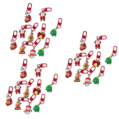 Porte-clés de dessin animé de noël,-Ensemble de 30 pièces