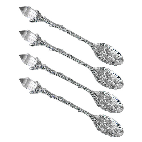 Classical Embossed Kirsite Serving Spoon For Pastries-Silver